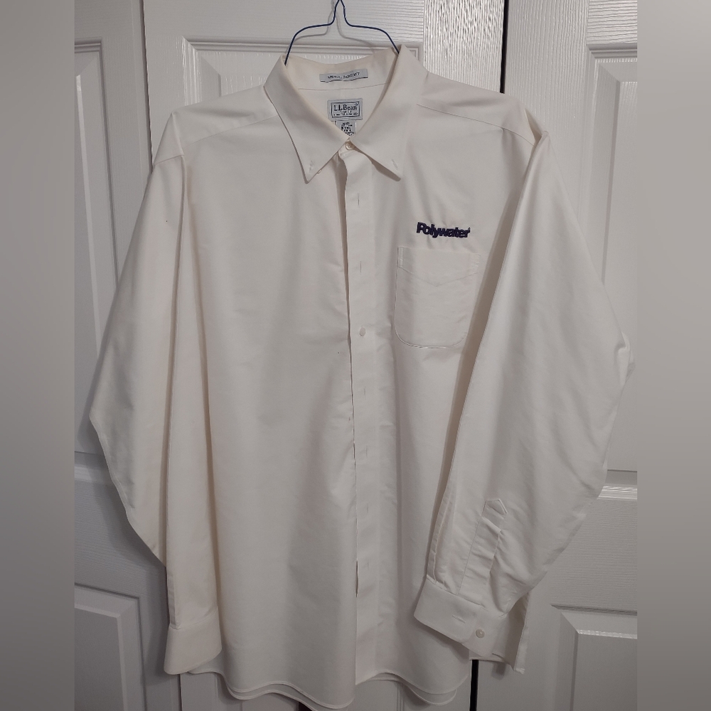LL Bean Men's Button Front Long Sleeve White Shirt #OAA08 XL-Tall 100% Cotton #2